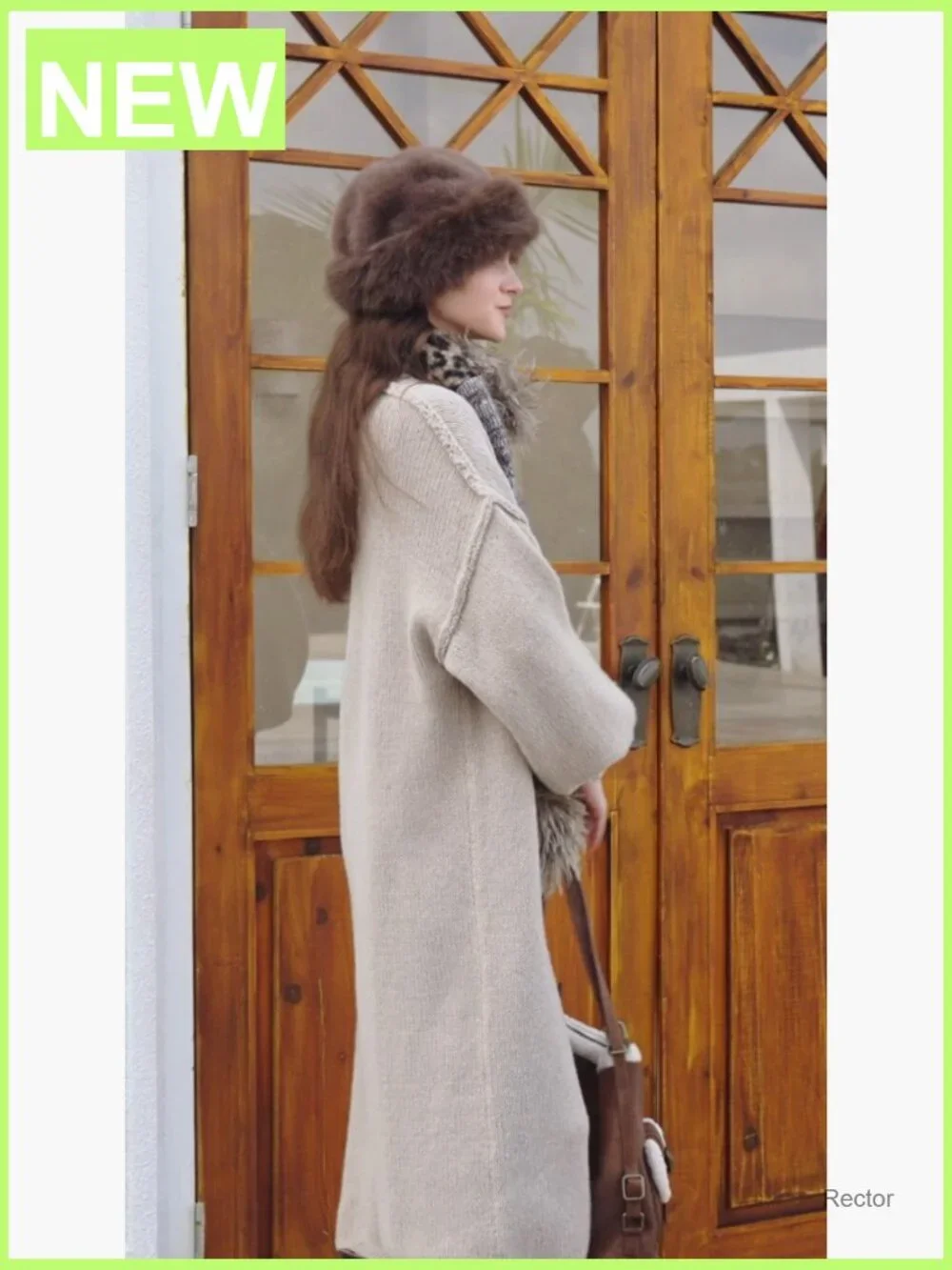 Oversized Chunky Knit Sweater Dress Mock Neck Long Sleeve Maxi Fall Winter - Picture 7 of 7